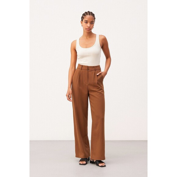 NWT Abercrombie & Fitch Tailored Wide Leg Trouser Pants Size M Brown Work Career - Picture 1 of 9